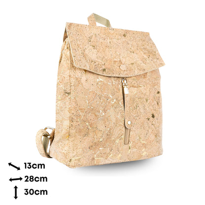 Cork Backpack with Gold Flecks – Eco-Friendly Vegan Bag BAG-2096