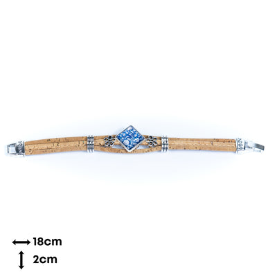 Natural cork cord and alloy hardware handmade fashion ladies bracelet BR-006-MIX-5(RANDOM)