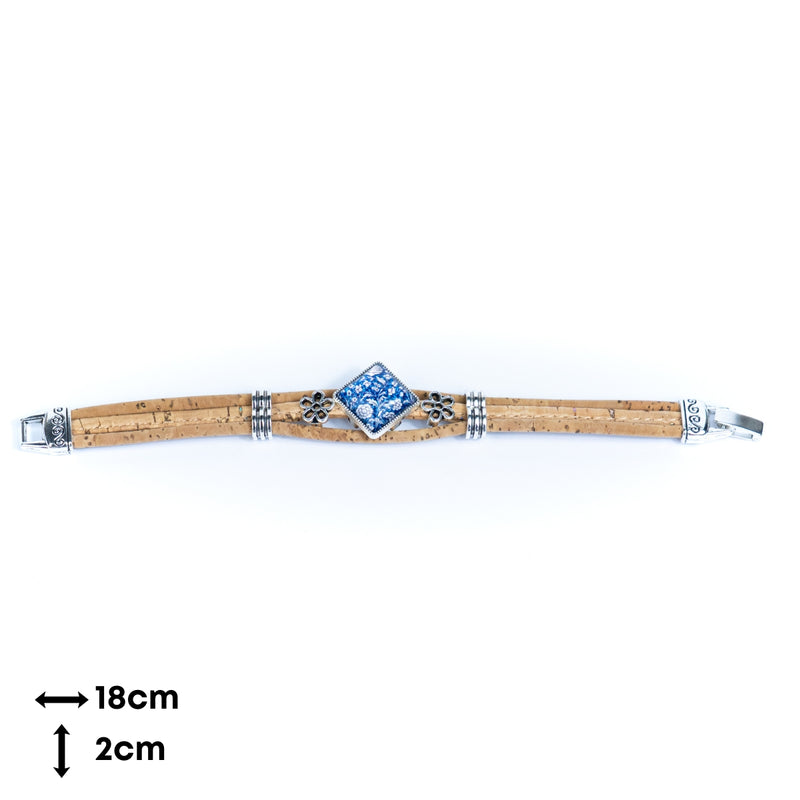 Natural cork cord and alloy hardware handmade fashion ladies bracelet BR-006-MIX-5(RANDOM)