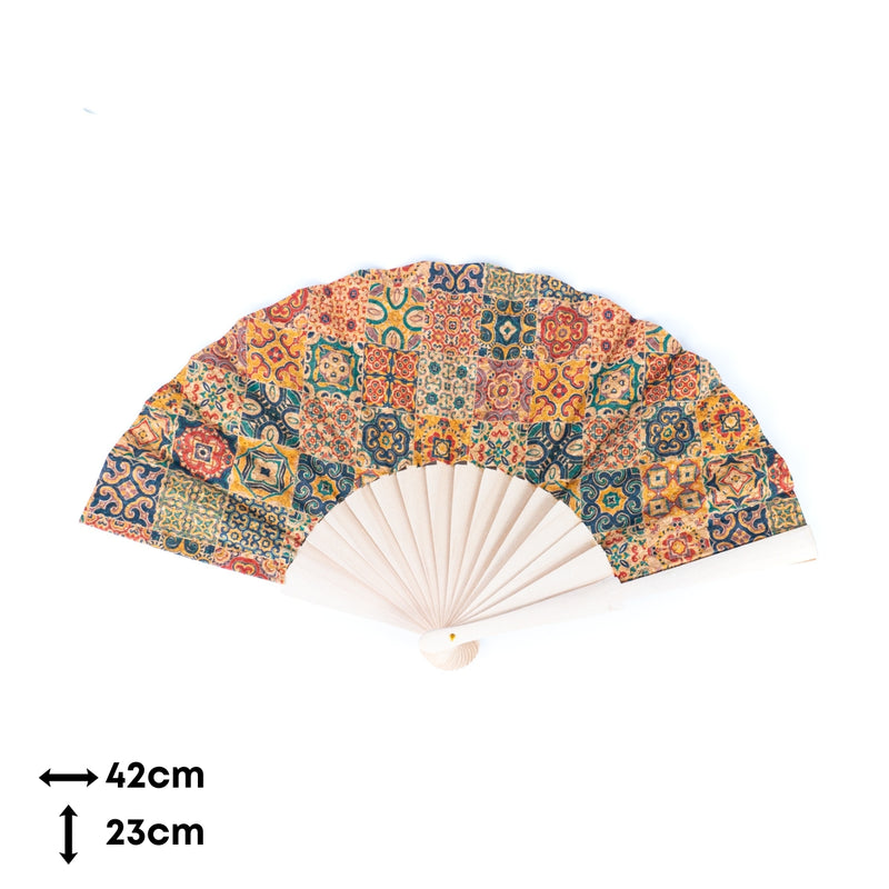 Cork Antique Wooden Folding Hand Fan L-073-12（12units）