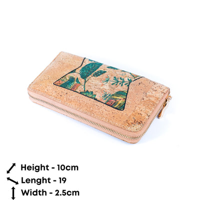 Floral Print Cork Women's Long Wallet: Eco-Friendly BAGF-083