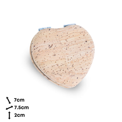 Thick Heart-Shaped Cork Compact Mirror – Double-Sided (12-Pack)L-1212-12