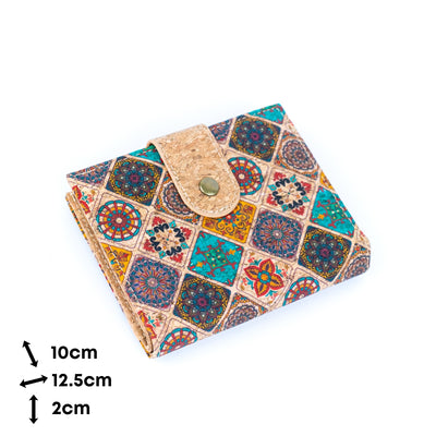 Stylish Printed Cork Slim Card Wallet for Women BAGD-272-MIX-6(6units)