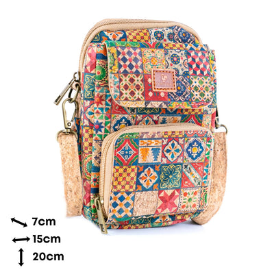 12 UNITS - Mixed Cork Crossbody Bags With Phone Pocket BAGD-620-MIX-12