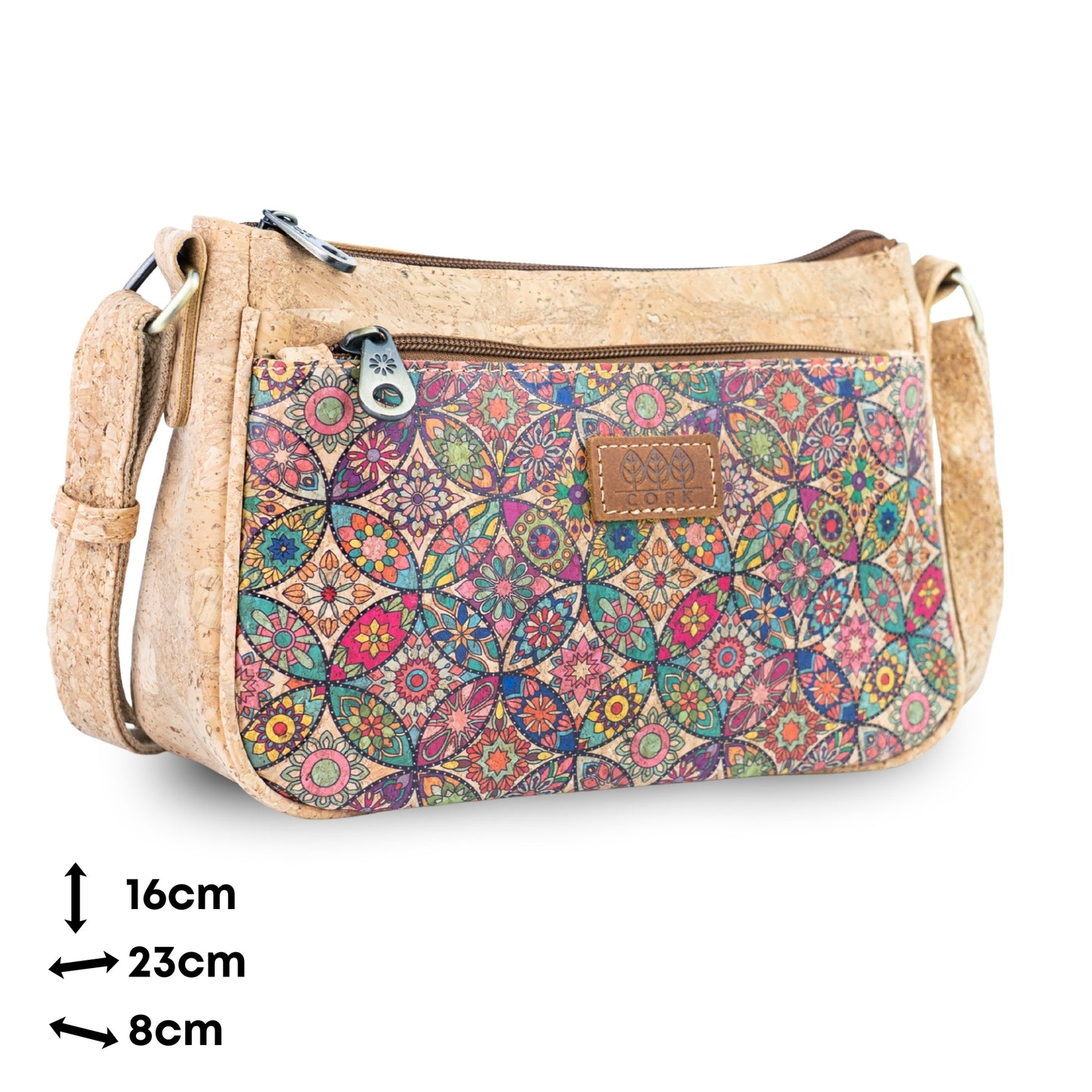 Cork Crossbody Bag with Front Zip Pocket – Adjustable Strap BAGD-653