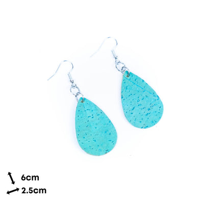 Women's fashion earrings handmade from sky blue cork fabric -ER-190-5
