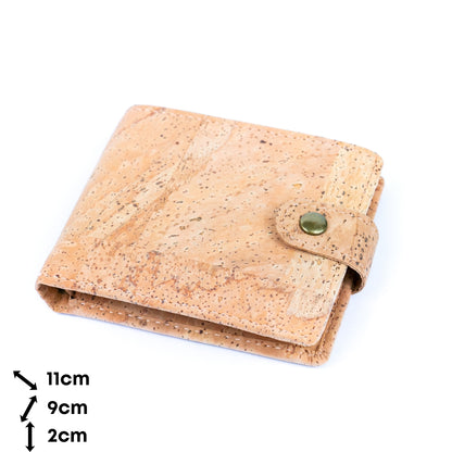 Natural Bifold Cork Wallet with Snap Button BAG-2002