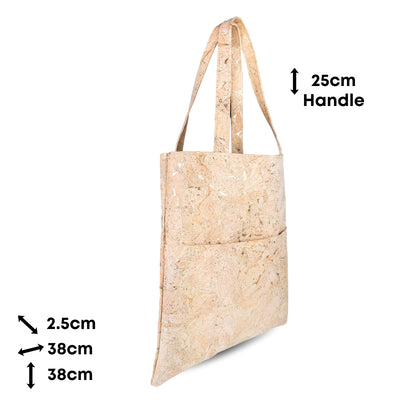 Natural Gold Flecks Cork Tote Bag with 3 Front Pockets BAGP-336