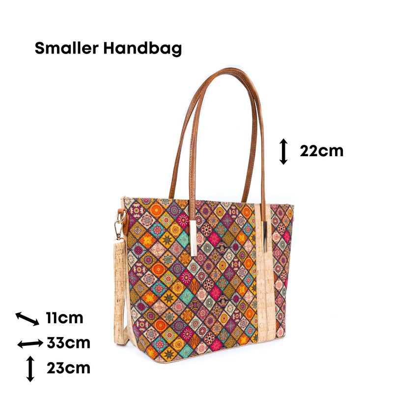 Set of 2 Printed Cork Handbags – Large & Small Tote Bag Combo BAGD-481A