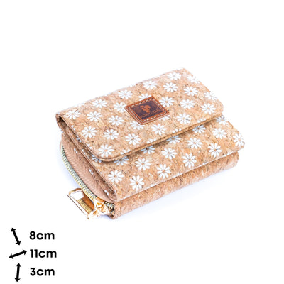 Foldable Printed Cork Wallets Bifold Coin Purses with Card Slots BAGD-548B-MIX-6