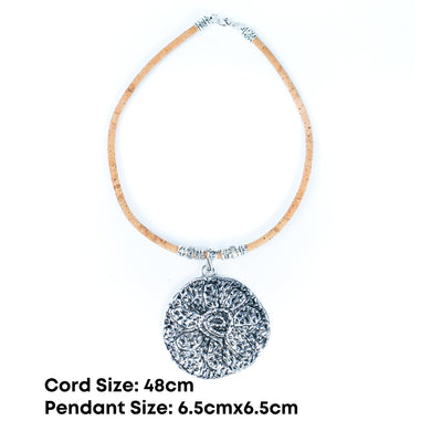 3 styles of handmade necklaces for women with natural cork cord and alloy hardware NE-1080-MIX-3