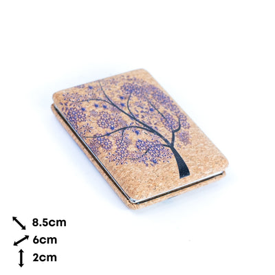 Rectangular Cork Compact Mirror - Blooming Tree Design (12-Pack) L-1089