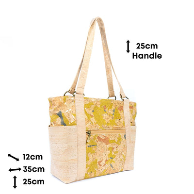 Cork Tote Bag with Zipper Pocket – Vegan Shoulder Handbag for Women BAGP-326