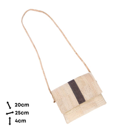 Cork Crossbody Bag with Color Stripe - Vegan Shoulder Bag BAGP-356