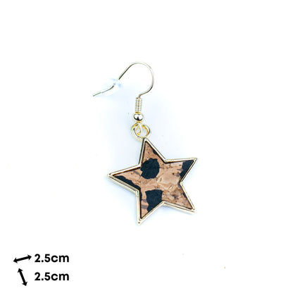 Portuguese Handmade Star Cork Earrings with Gold-Tone Alloy  – Pack of 6Pairs-ER-213-MIX-6