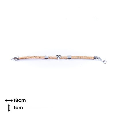 5mm flat Colored cork line and alloy hardware handmade women's bracelet BR-408-MIX-5