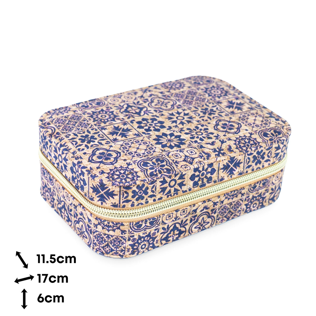 Rectangular Tile Cork Jewelry Box with Mirror L-1225