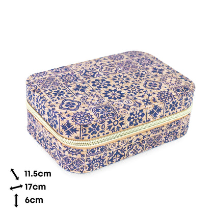 Rectangular Tile Cork Jewelry Box with Mirror L-1225