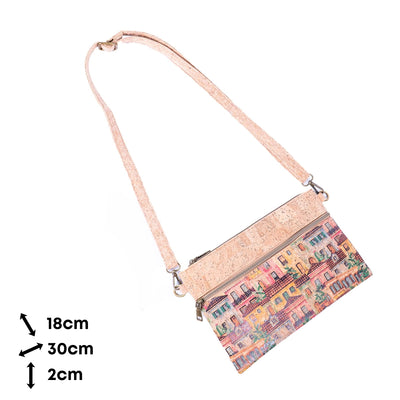 Eco-Friendly Natural Cork Sling Bag with Mosaic Patterns BAGD-598