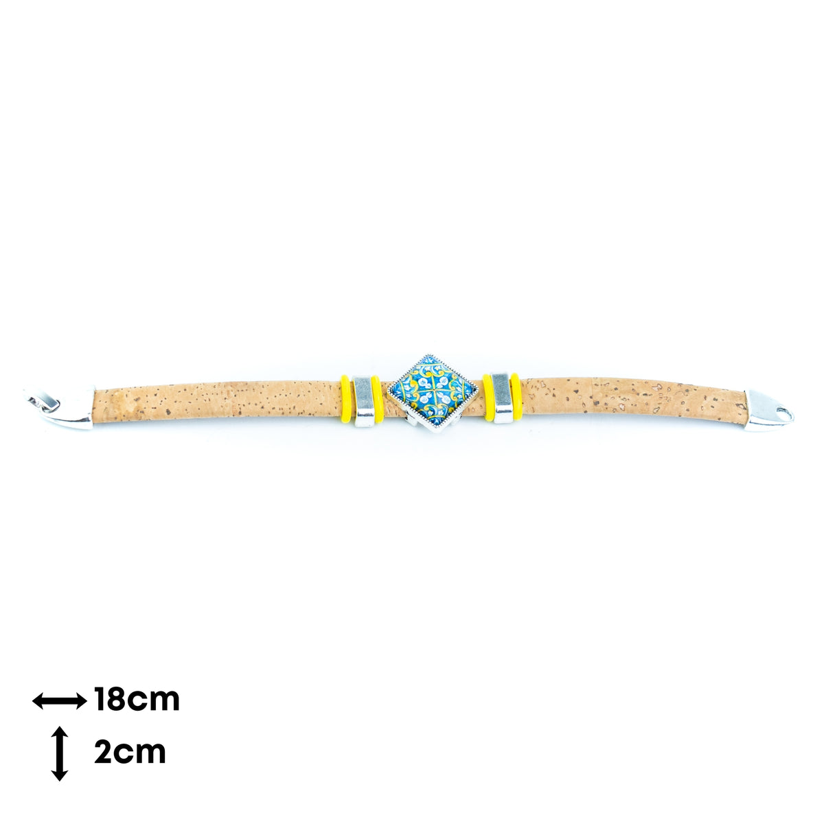 Portuguese Handmade 10mm Flat Cork Bracelet with Colorful Pattern – Pack of 5pcs- DBR-052-MIX-5