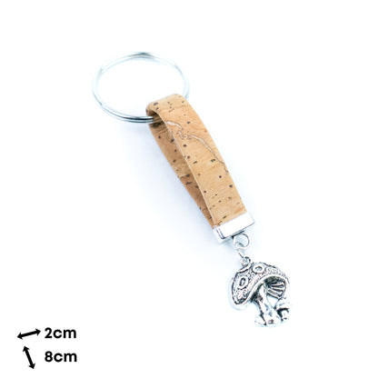 Natural Cork Keychain with Mushroom Charm I-008-MIX-10