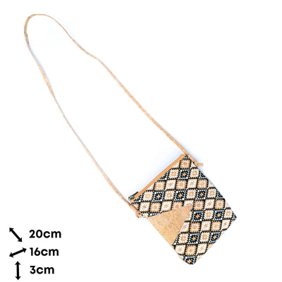 Geometric Cut Style Natural Cork Ladies' Crossbody Phone Bag BAGP-271-MIX-4 (4units)