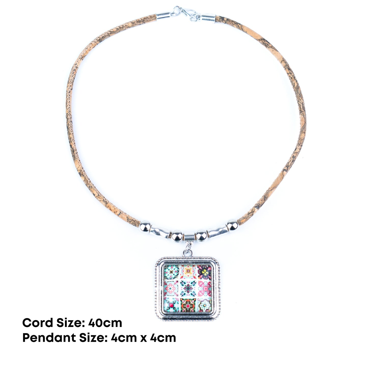 Portuguese Cork Necklace · Azulejos Tile Art Design N-175-MIX-5