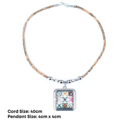 Portuguese Cork Necklace · Azulejos Tile Art Design N-175-MIX-5