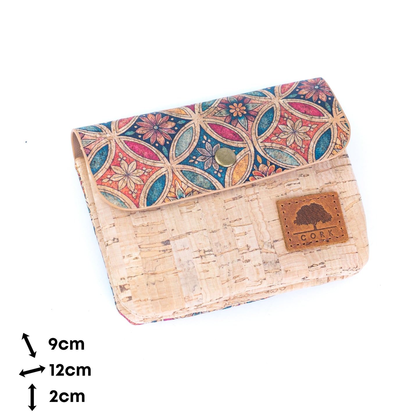 6-Pack Cork Wallet with PU Interior | Boho Print & Snap Closure – BAGD-634