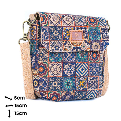 12 UNITS - Mixed Mosaic Cork Crossbody Bags BAGD-616-MIX-12