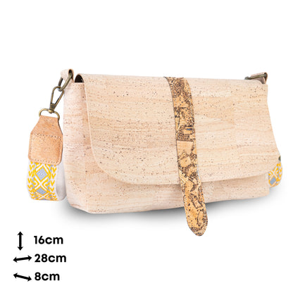 Cork Crossbody Bag with Interchangeable Strap | Natural Cork Shoulder Bag BAGP-366