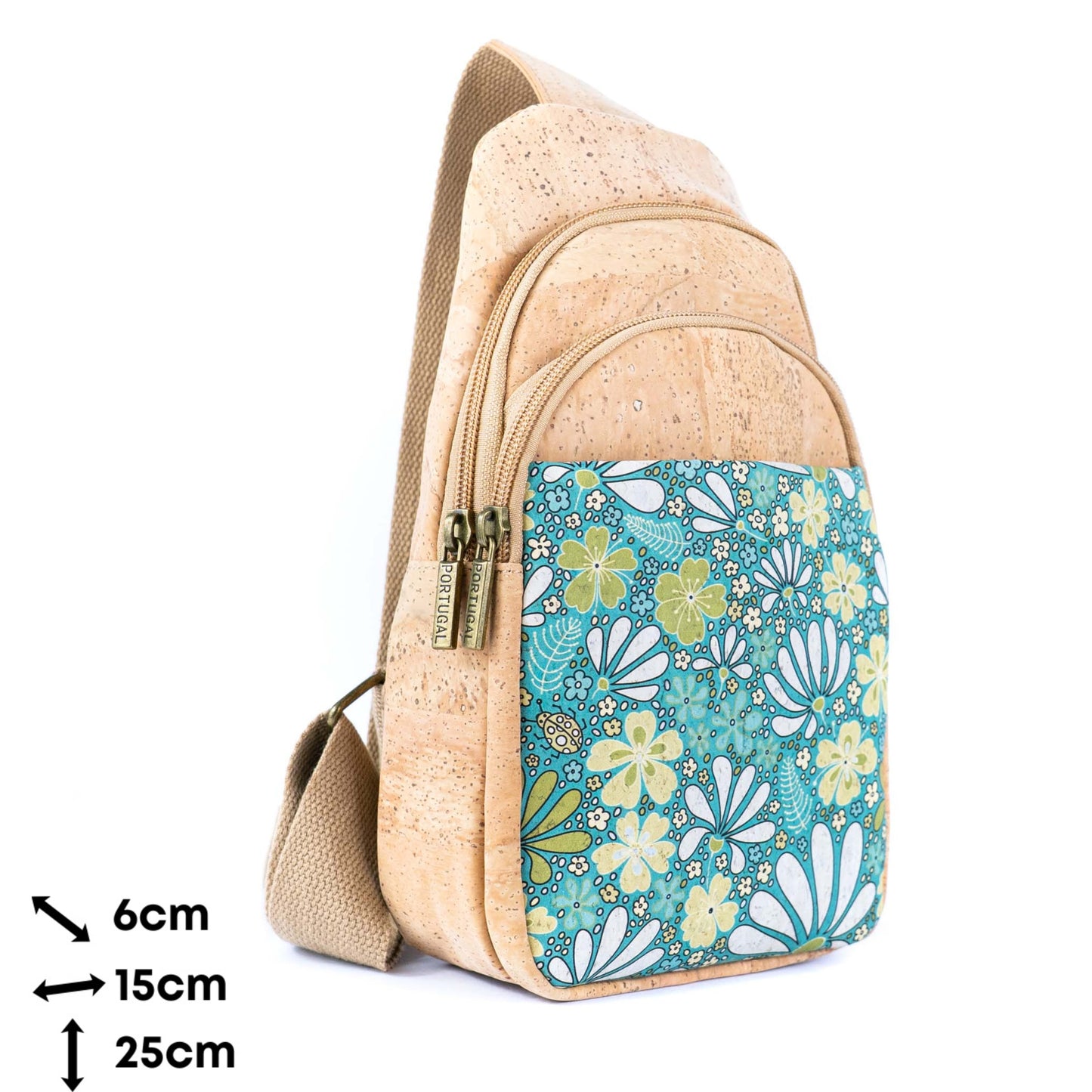 Natural Women's Three-Compartment Sling Bag BAG-2296