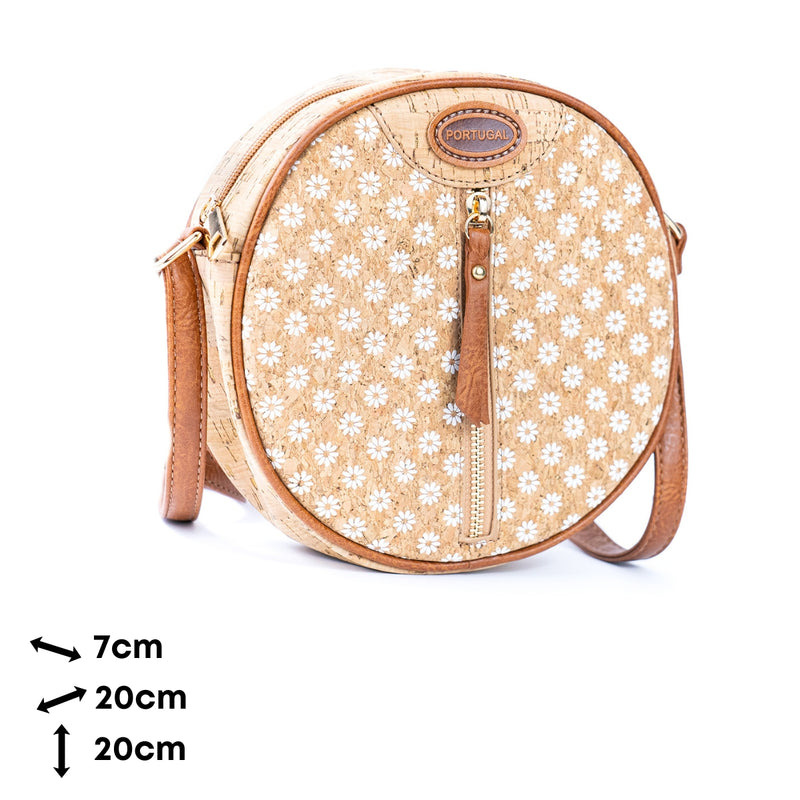 Floral Printed Cork Round Crossbody Bag BAGD-593