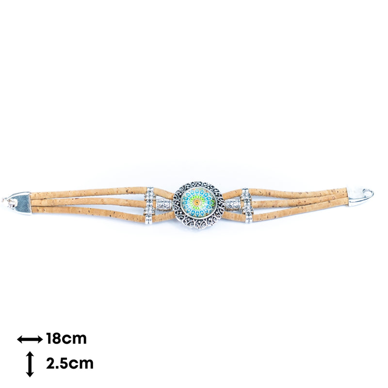 Natural cork cord and alloy hardware handmade fashion ladies bracelet BR-469-MIX-5(RANDOM)