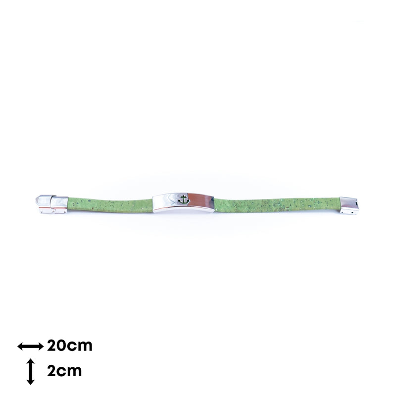 Handmade Unisex Bracelet – 10mm Flat Colored Cork Cord with Stainless Steel Hardware DBR-055-MIX-5