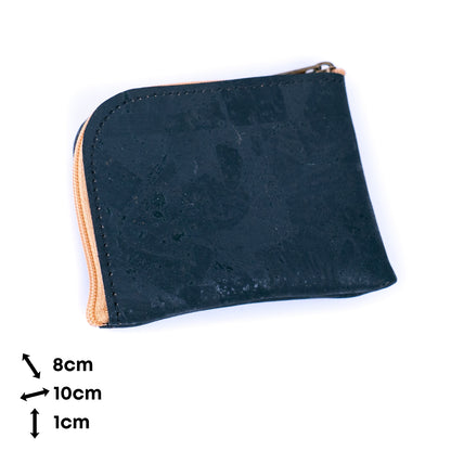 Men’s Black Cork Card & Coin Wallet – BAGP-051-B (5units）