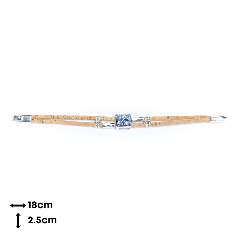 Portuguese cork bracelet · Traditional tile style cork cord handmade bracelet DBR-013-5(RANDOM)