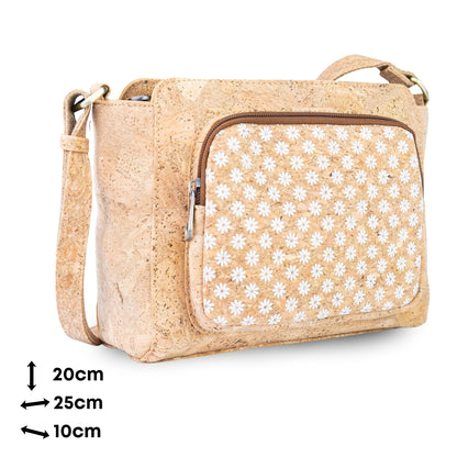 Natural Cork Crossbody Bag with Printed Front Pocket BAGD-658