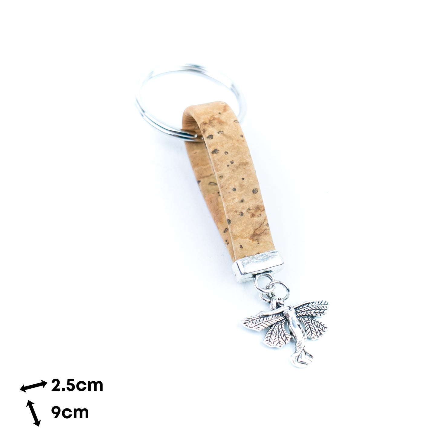Natural Cork Keychain with Fairy Charm I-050-MIX-10