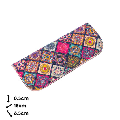12pcs | Cork Glasses Case | Hard Shell, Boho Print & Soft Velvet Interior L-1187