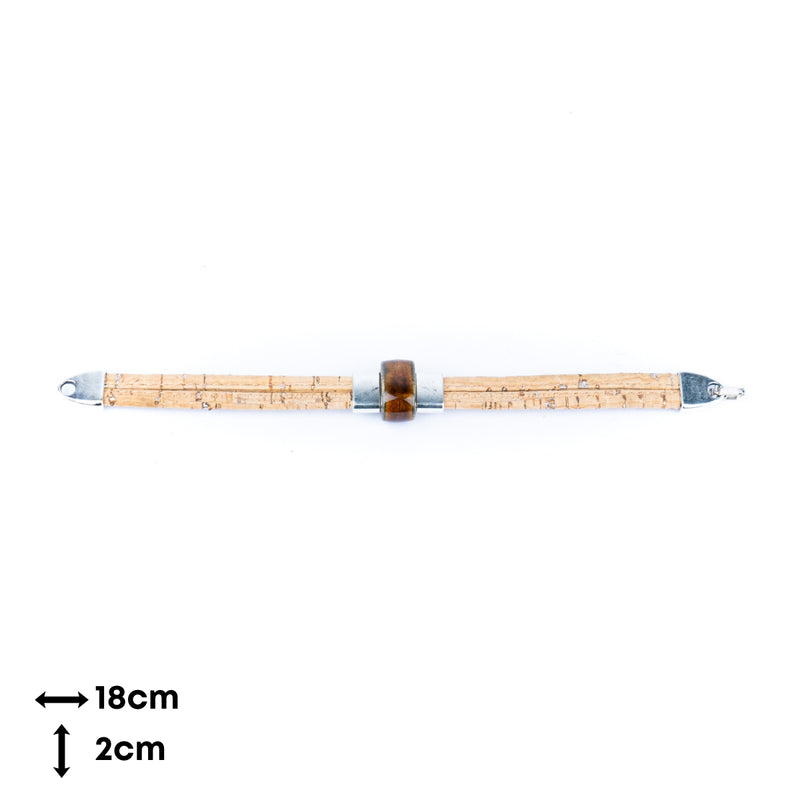 5mm flat natural color cork wire and colorful ceramic beads handmade women&