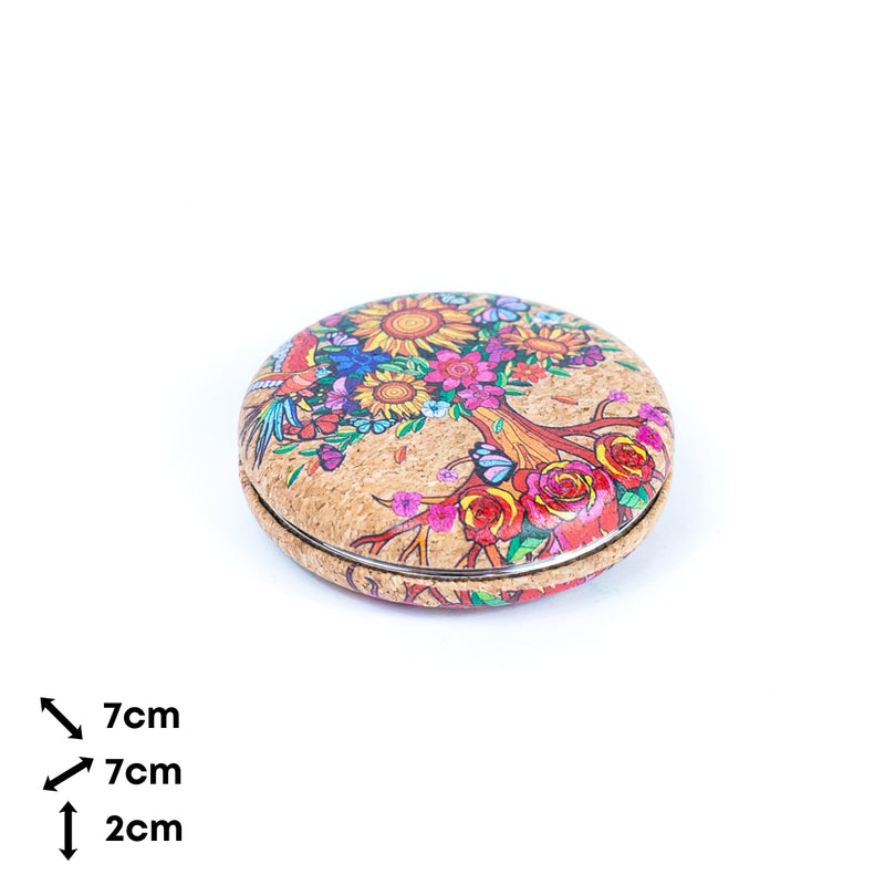 Printed Cork Compact Mirror - Tree of Life Design (12-Pack)L-1087