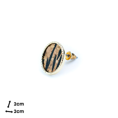 Natural Cork Round Stud Earrings Set – 6 Pairs-ER-216-MIX-6