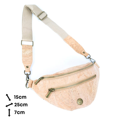 Natural Cork Sling Bag for Women with Adjustable Strap and Metal Zippers SLING-BAG-2312