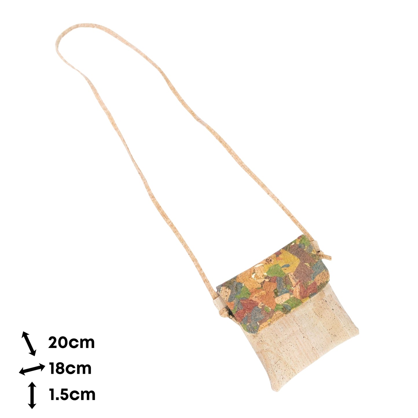 Printed Cork Crossbody Bag with Flap and Zip Closure BAGP-392