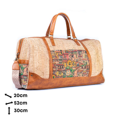 Flash Sales Cityscape Print Cork Unisex Handheld Shoulder Strap Duffel Bag BAGD-547