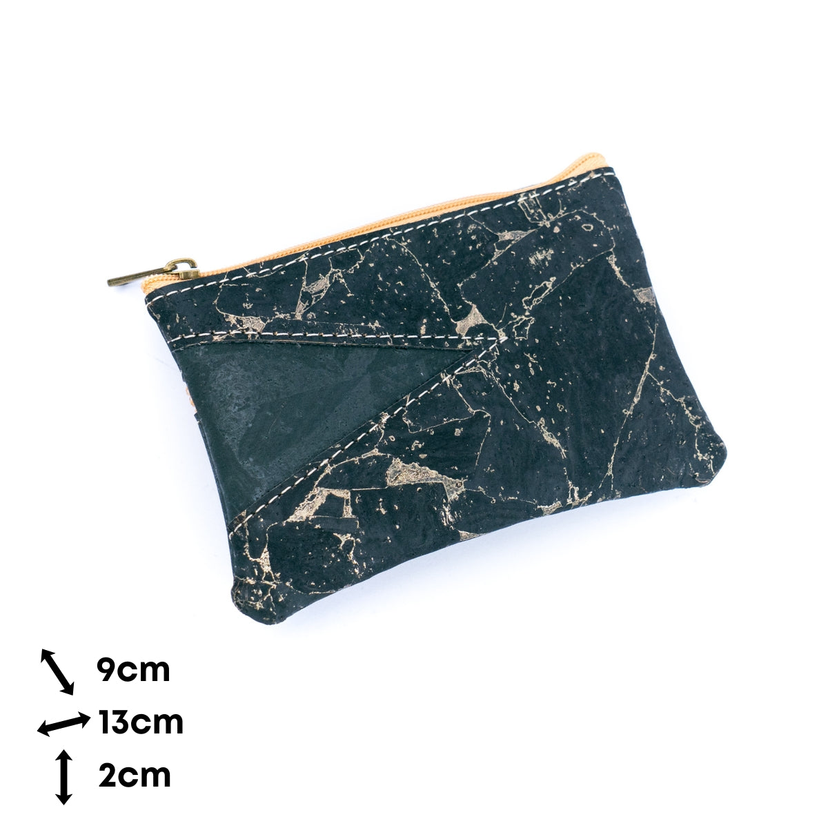 Black Cork Coin Purse with Gold Vein Design BAGP-296(5units)