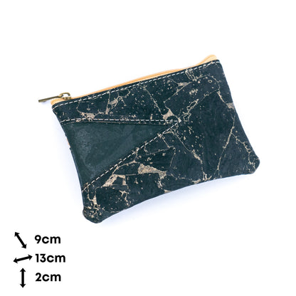 Black Cork Coin Purse with Gold Vein Design BAGP-296(5units)