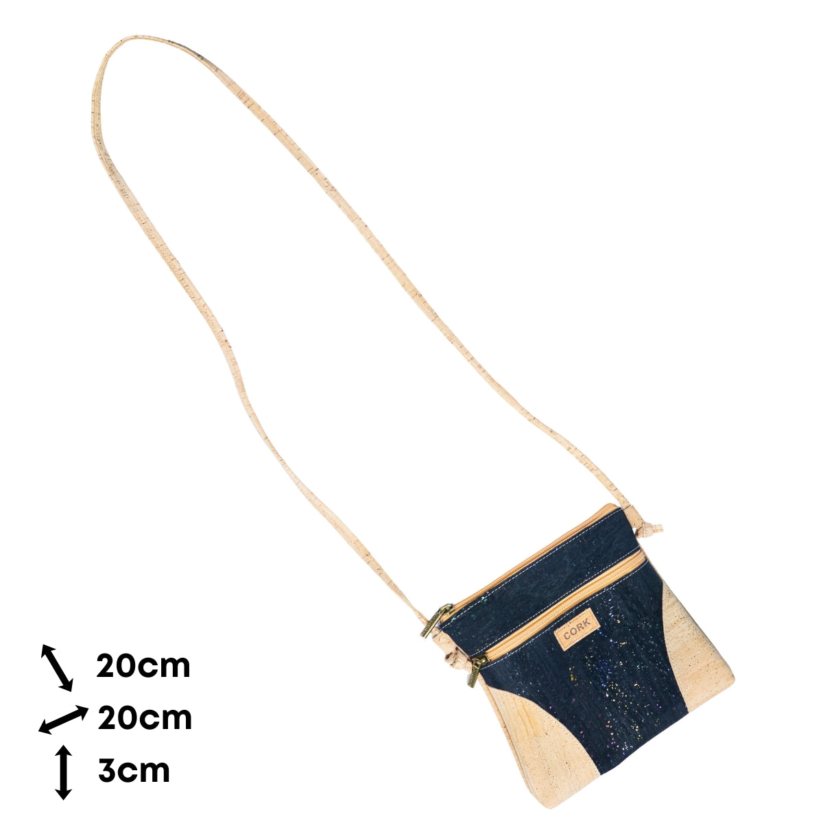 Cork Crossbody Bag – Vegan Shoulder Purse with Zipper Pocket BAGP-329