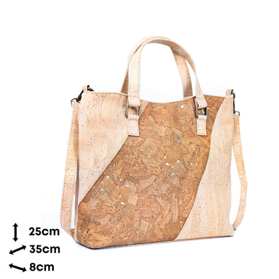Natural Cork and Tobacco Brown Accent Women's Tote Bag - BAGP-273-A